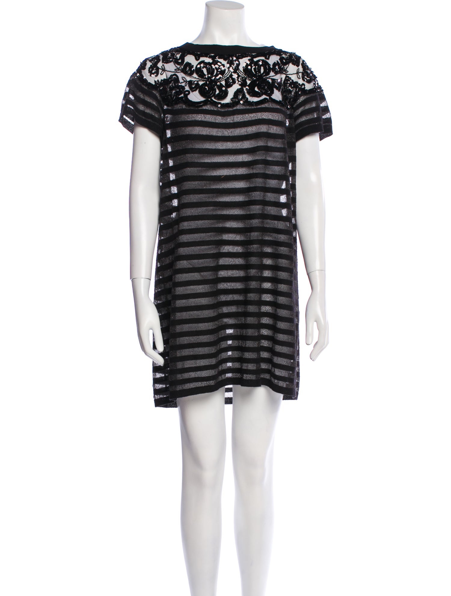 【送料&関税込】Moschino Silk Mini Dress Moschino Moschino Cheap and Chic Monochrome Striped Silk