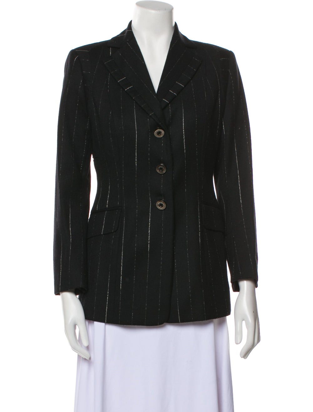 Moschino Cheap and Chic Wool Blazer Black Striped Pointed Collar