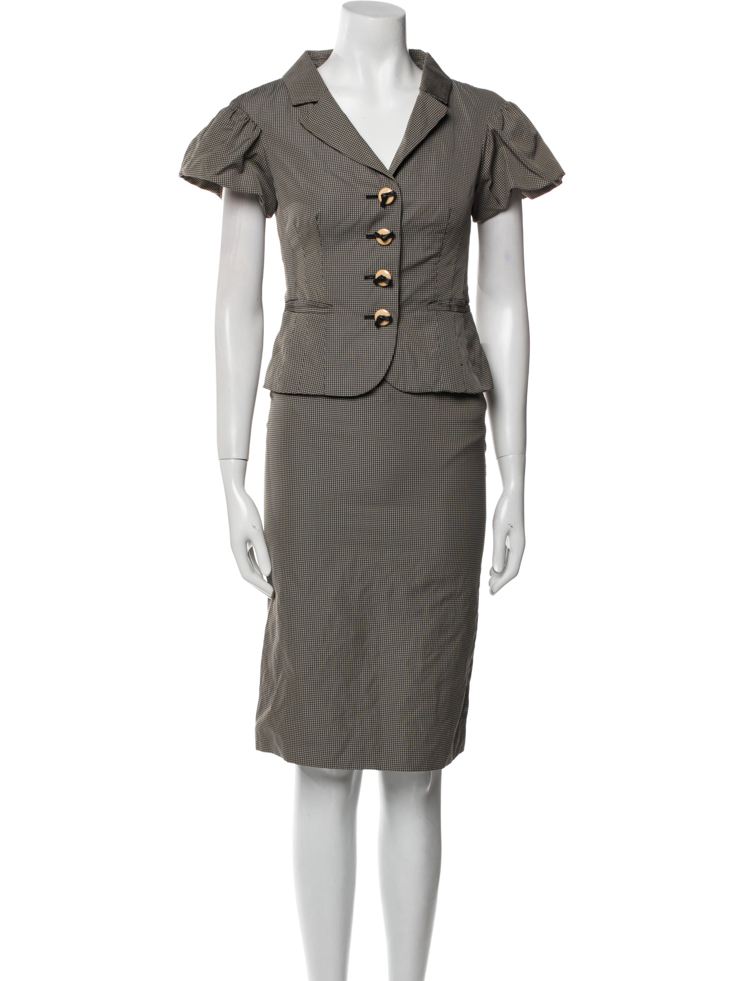 Moschino Cheap and Chic Vintage Plaid Print Skirt Set