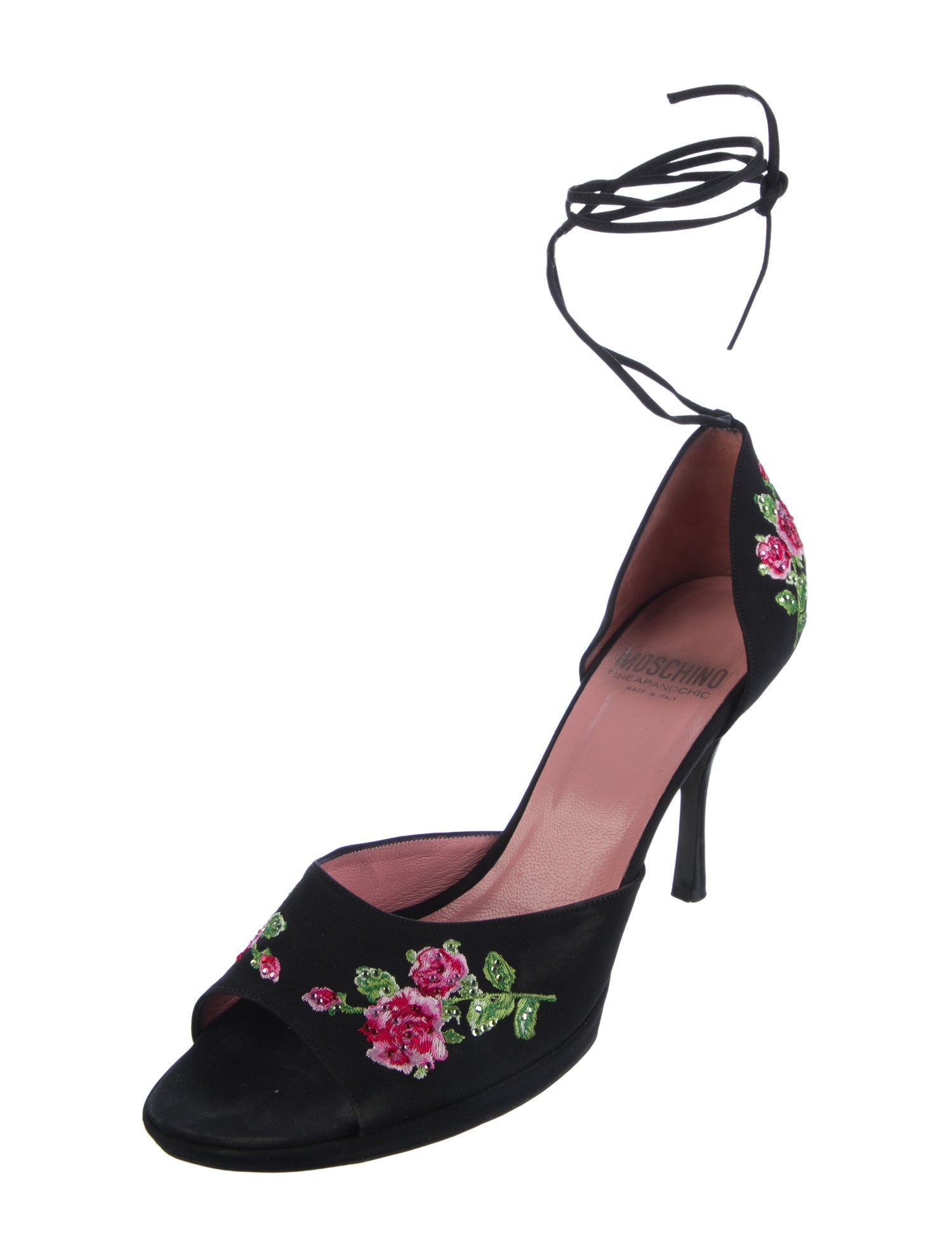 Moschino Cheap and Chic Canvas Floral Print Gladiator Sandals