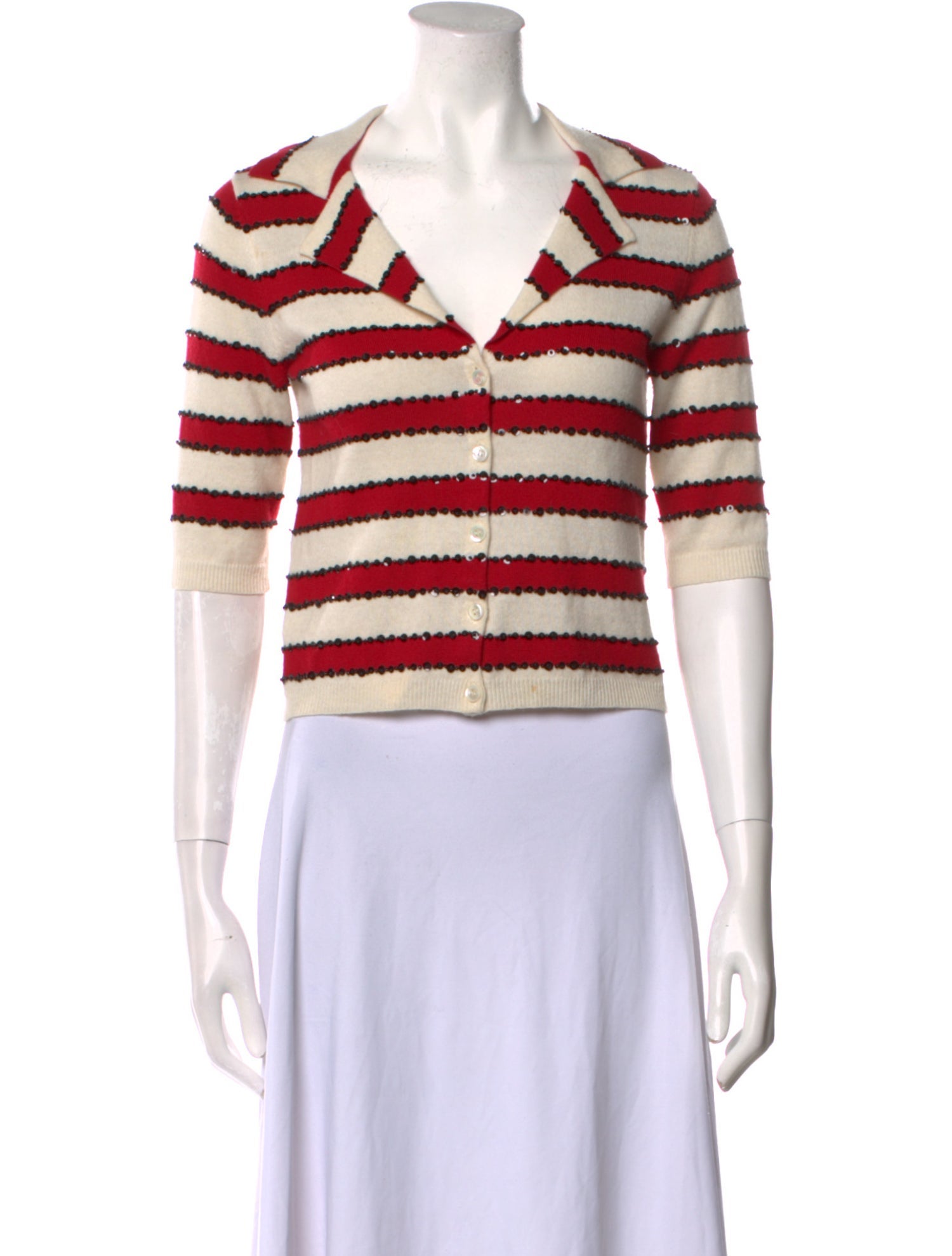 Moschino Cheap and Chic Striped V-Neck Sweater