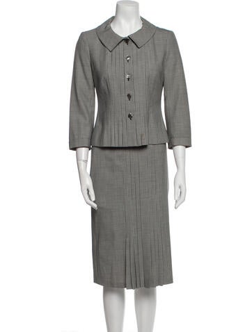 Moschino Cheap and Chic Suits Sets Wool Plaid Print Skirt Suit M