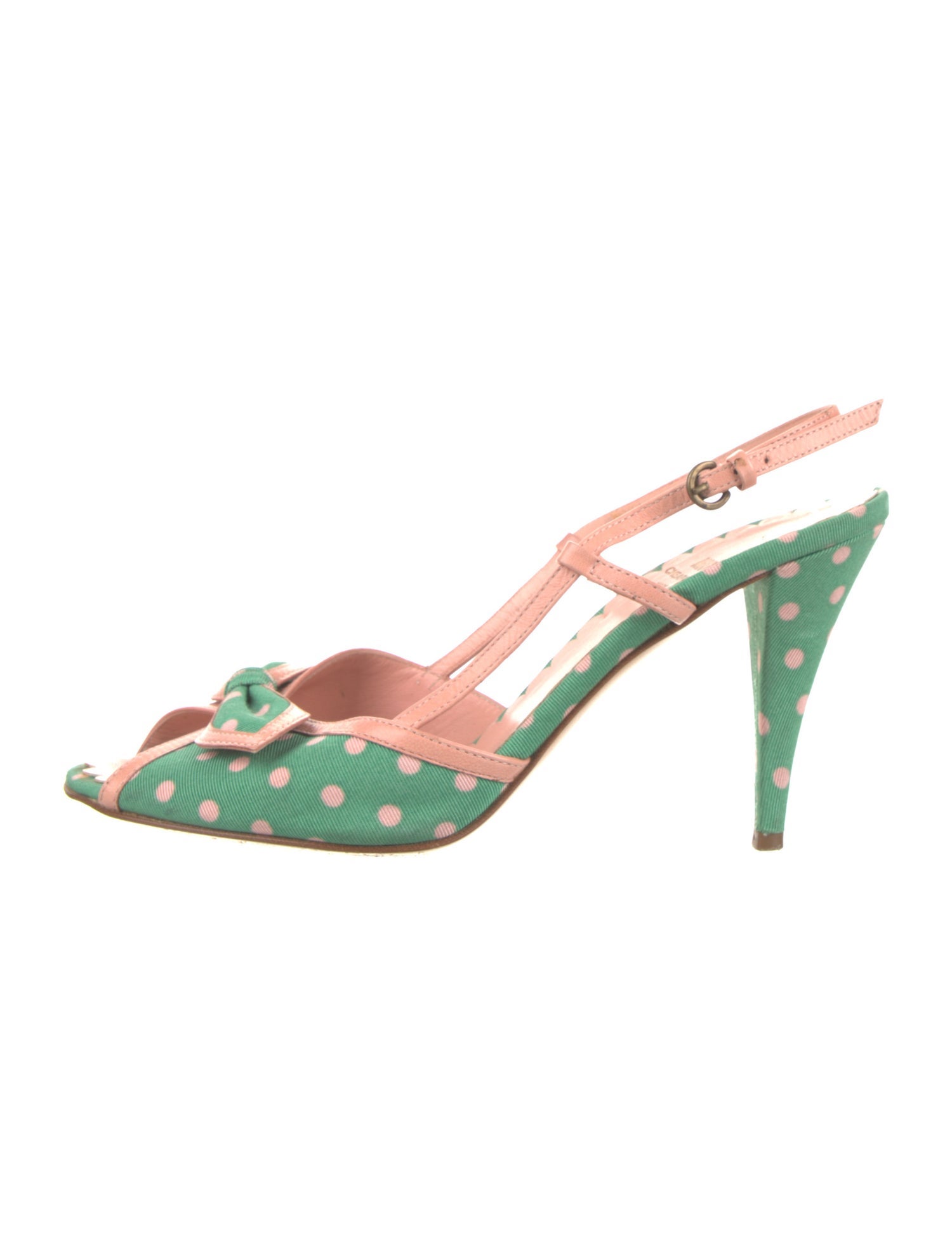 Moschino Cheap and Chic Printed Bow Accents Slingback Sandals