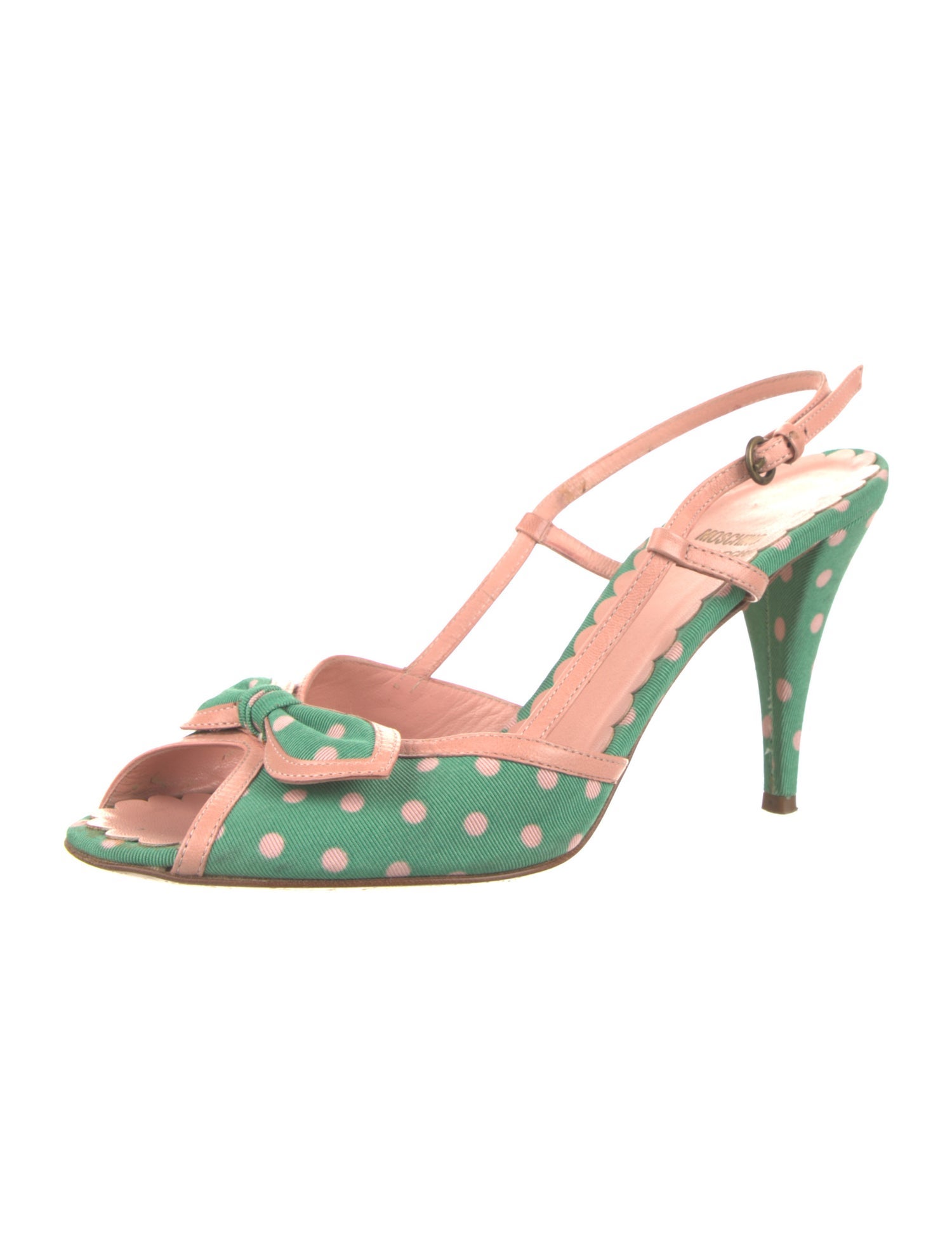 Moschino Cheap and Chic Printed Bow Accents Slingback Sandals