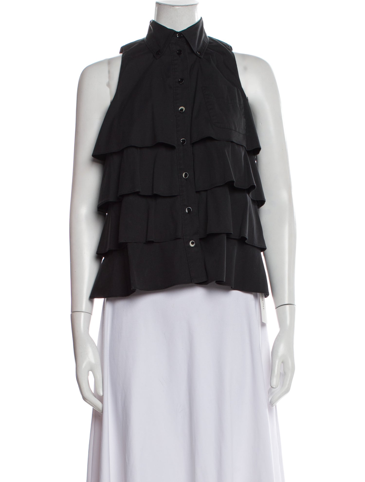 Moschino Cheap and Chic Silk Mock Neck Crop Top