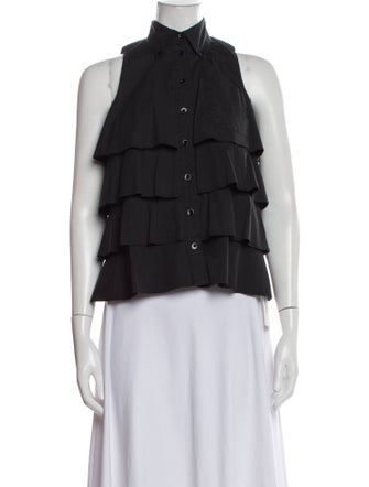 Moschino Cheap and Chic Silk Mock Neck Crop Top