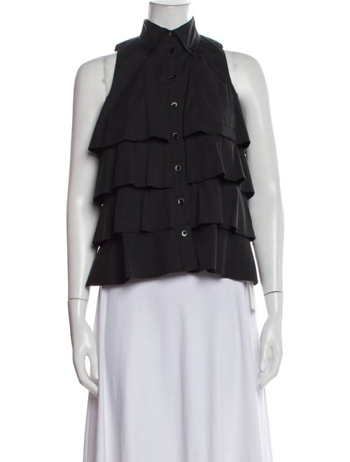 Moschino Cheap and Chic Silk Mock Neck Crop Top