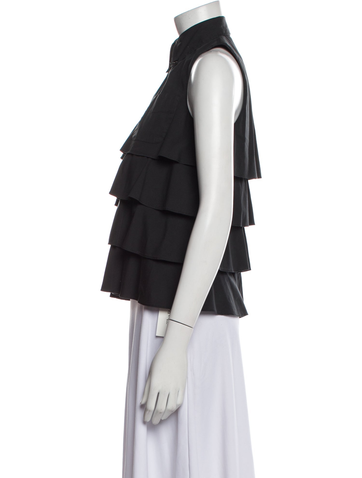 Moschino Cheap and Chic Silk Mock Neck Crop Top