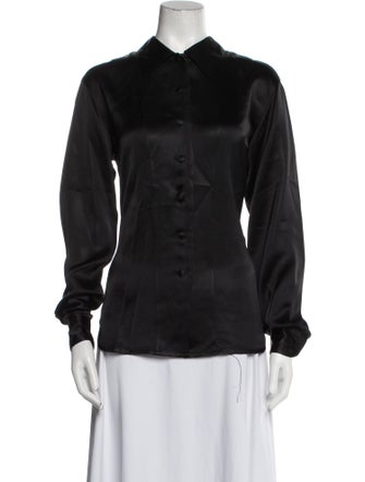 Moschino Cheap and Chic Silk Long Sleeve Button-Up Top