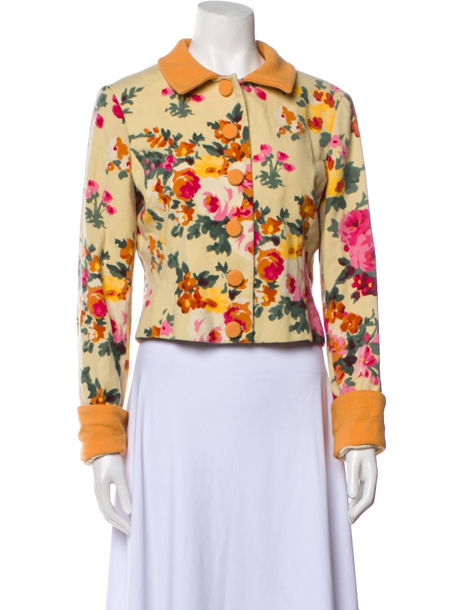 Moschino Cheap and Chic Wool Floral Print Biker Jacket