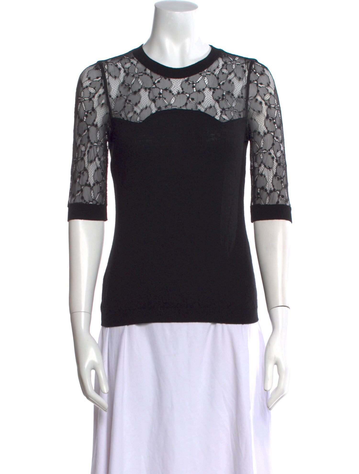 Moschino Cheap and Chic Lace Pattern Crew Neck Sweater