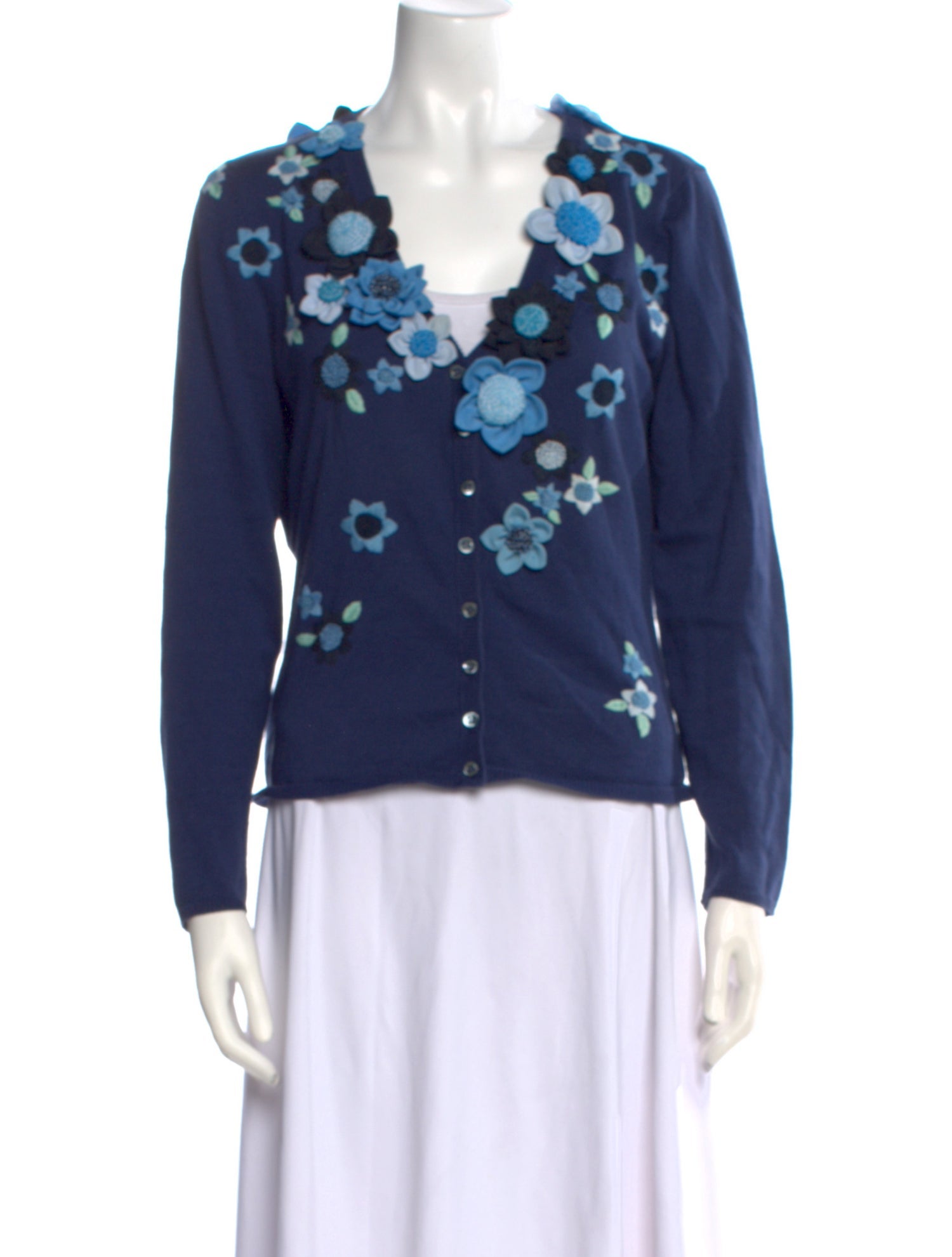 Moschino Cheap and Chic Floral Print V-Neck Sweater