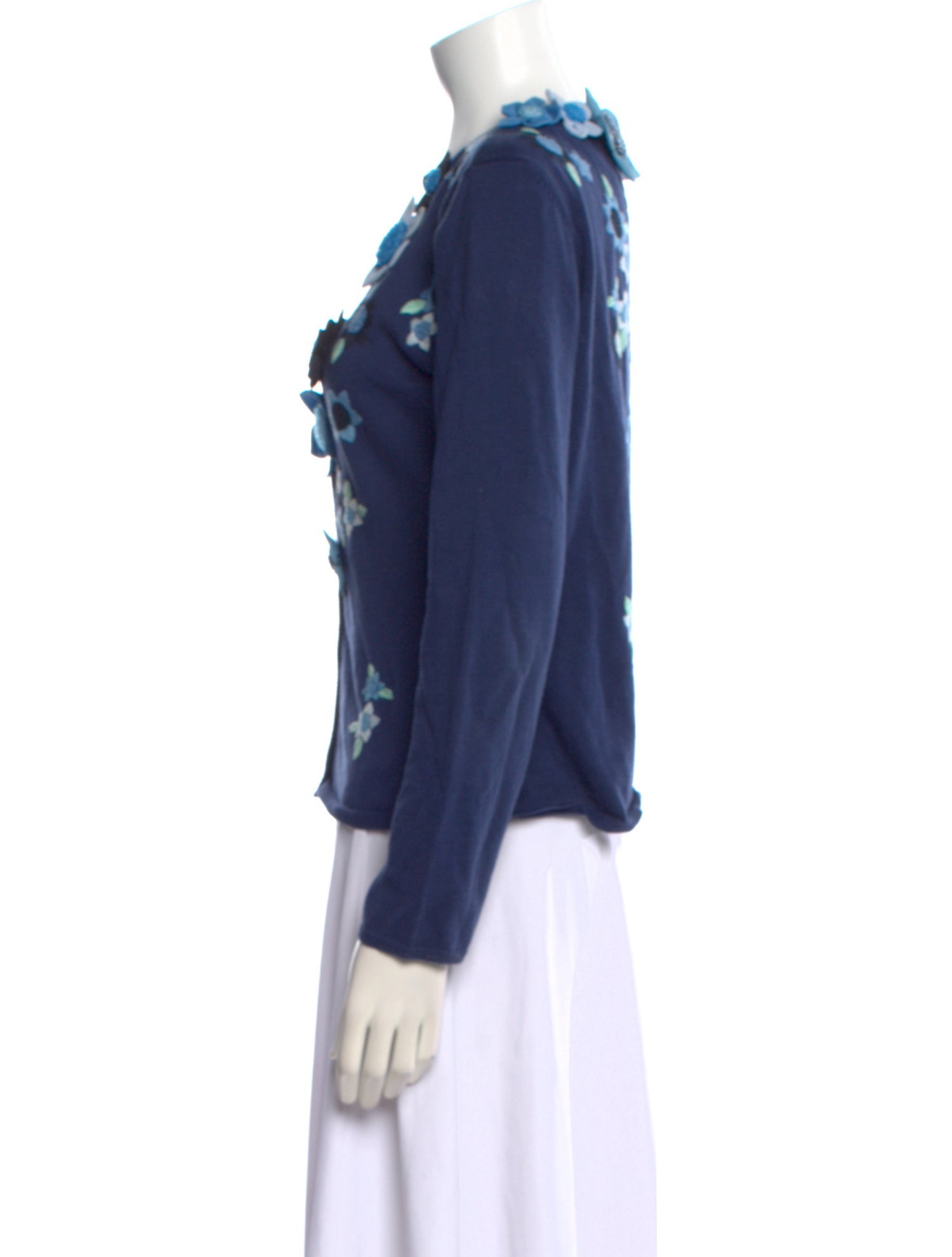 Moschino Cheap and Chic Floral Print V-Neck Sweater