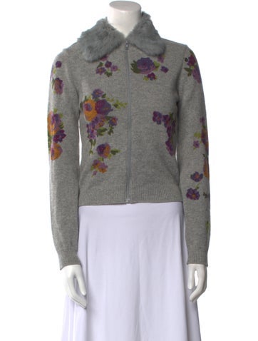 Moschino Cheap and Chic Knitwear Virgin Wool Floral Print Sweater US 4 | S