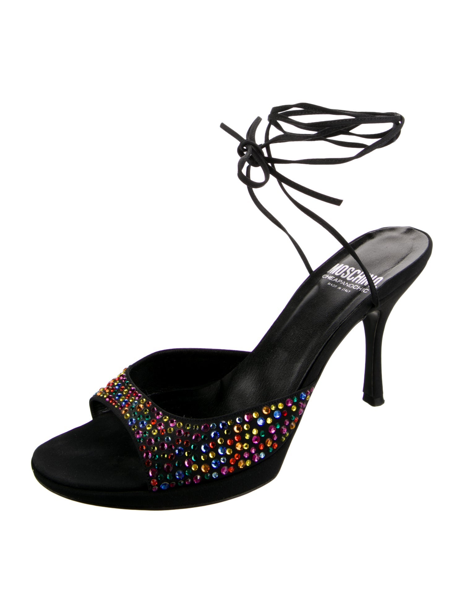 Moschino Cheap and Chic Satin Sequin Embellishments Sandals