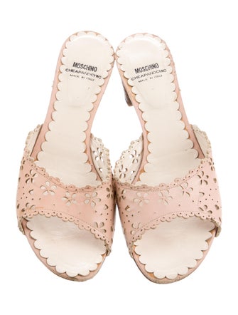 Moschino Cheap and Chic Leather Colorblock Pattern Slides