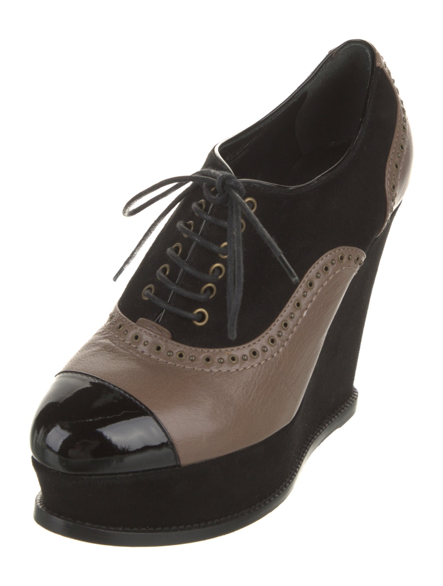 Moschino Cheap and Chic Leather Colorblock Pattern Pumps