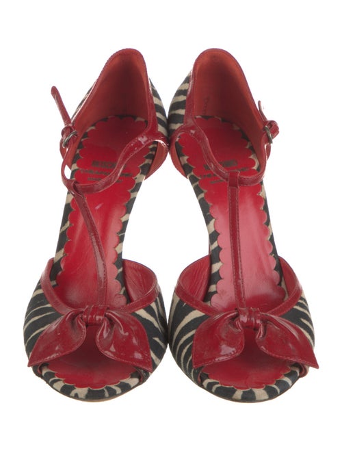 Moschino Cheap and Chic Suede Printed T-Strap Sandals