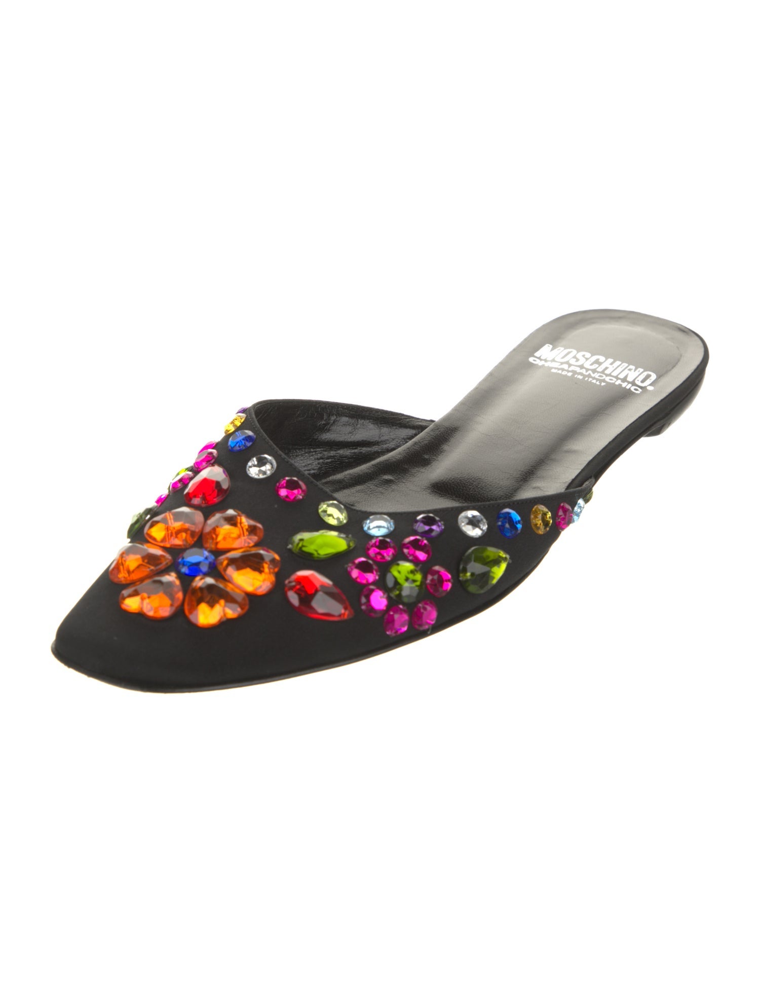 Moschino Cheap and Chic Floral Print Crystal Embellishments Mules
