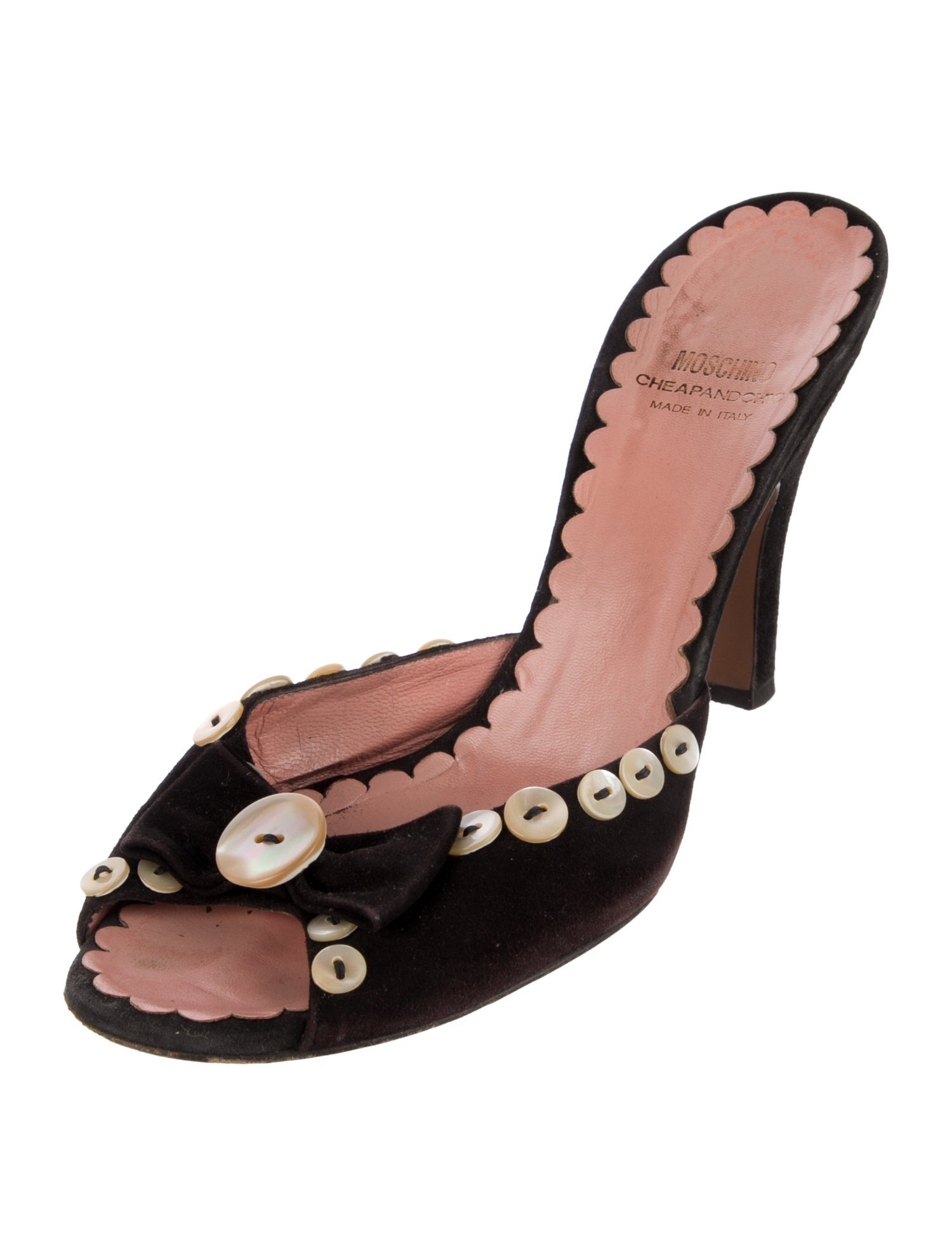 Moschino Cheap and Chic Suede Polka Dot Print Slides