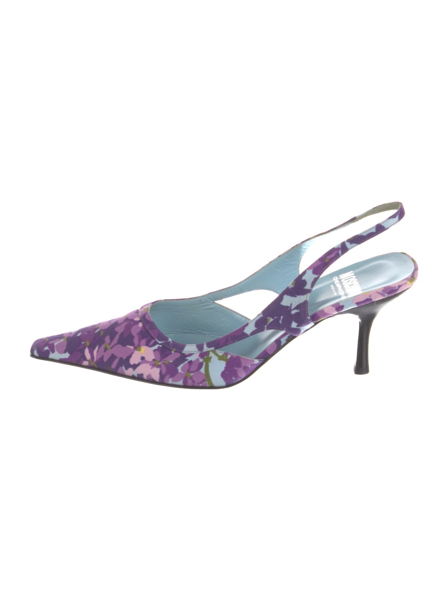 Moschino Cheap and Chic Satin Printed Slingback Pumps
