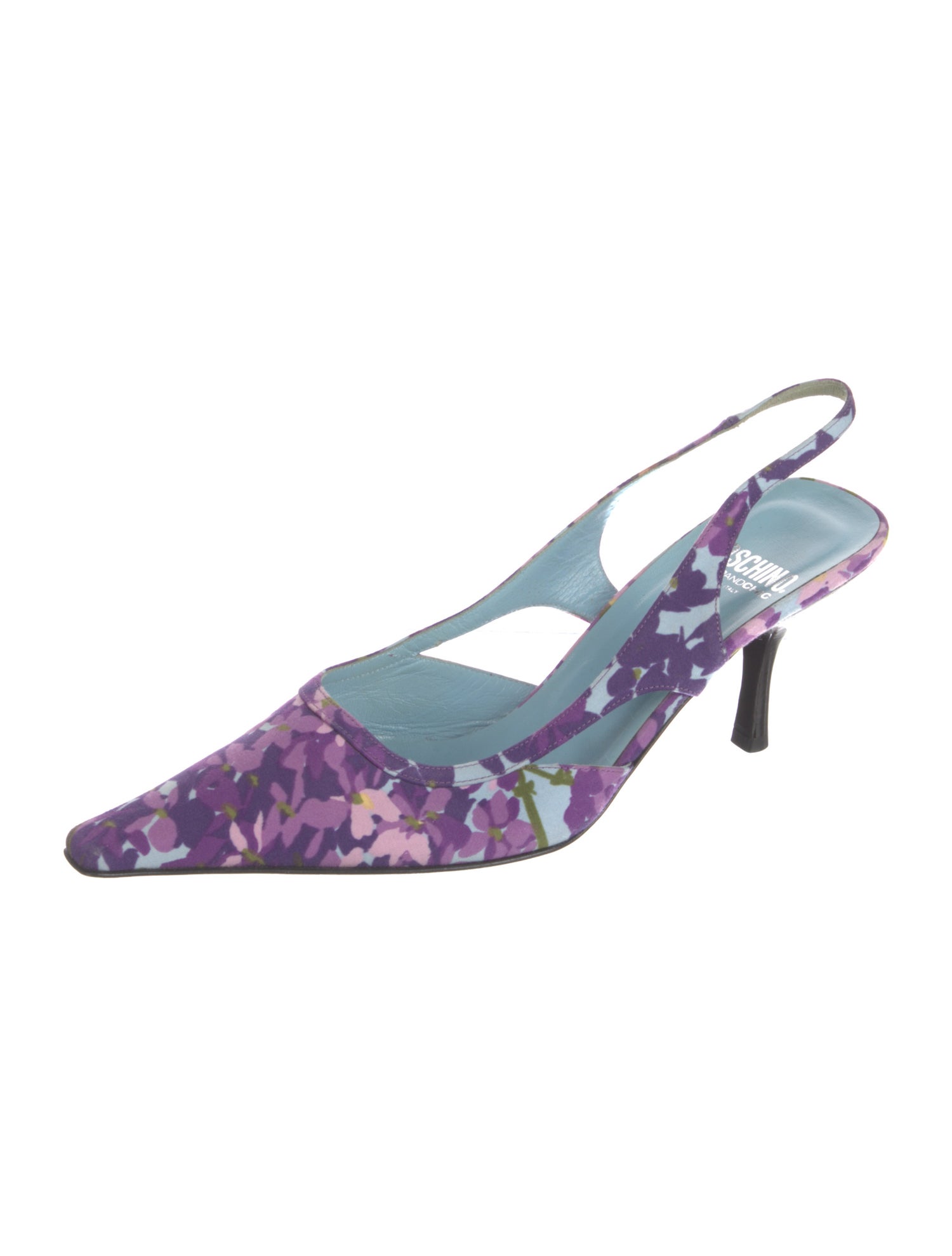 Moschino Cheap and Chic Satin Printed Slingback Pumps