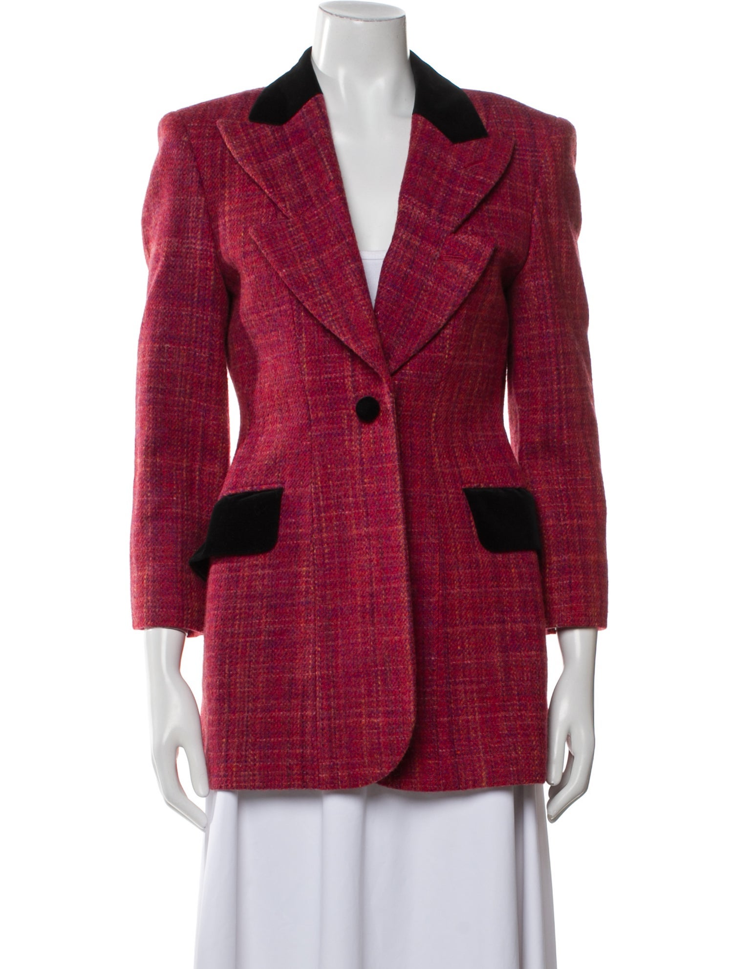 Moschino Cheap and Chic Wool Plaid Print Blazer
