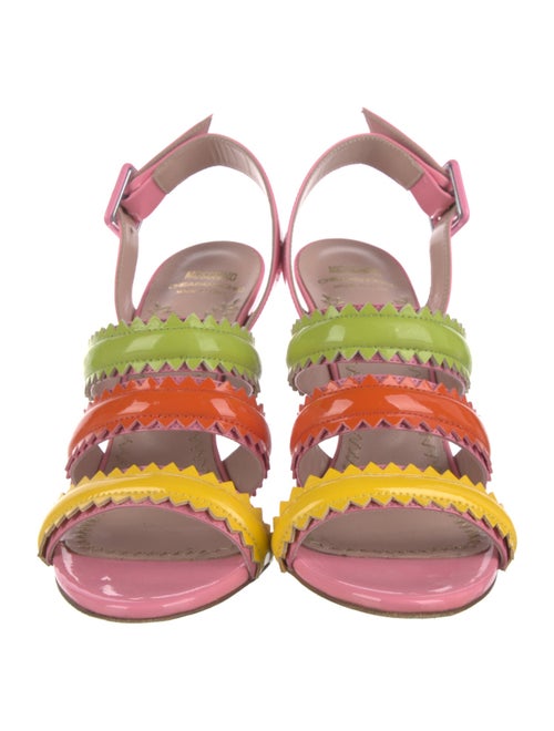 Moschino Cheap and Chic Patent Leather Colorblock Pattern Slingback Sandals