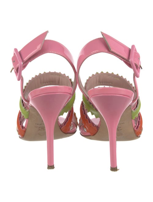 Moschino Cheap and Chic Patent Leather Colorblock Pattern Slingback Sandals