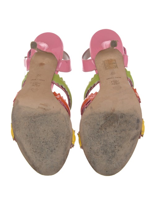 Moschino Cheap and Chic Patent Leather Colorblock Pattern Slingback Sandals