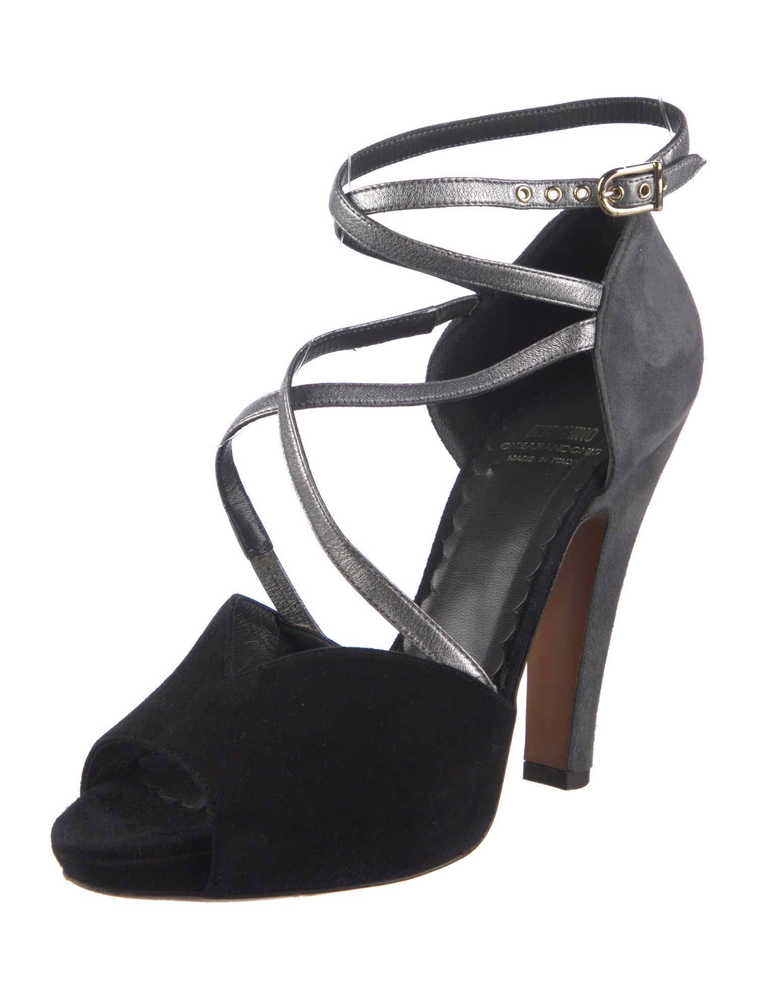 Moschino Cheap and Chic Suede Colorblock Pattern Sandals