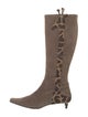 Moschino Cheap and Chic Suede Animal Print Riding Boots