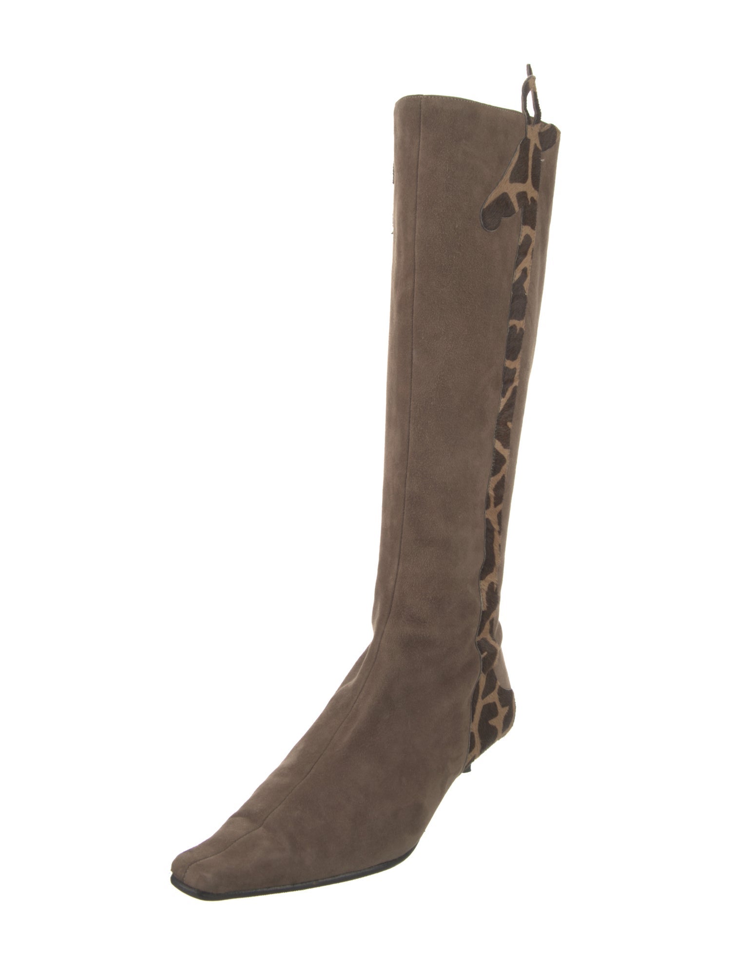 Moschino Cheap and Chic Suede Animal Print Riding Boots