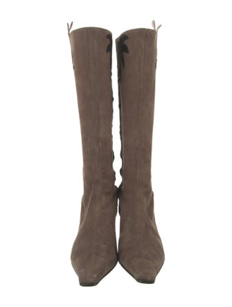 Moschino Cheap and Chic Suede Animal Print Riding Boots