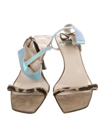 Moschino Cheap and Chic Ponyhair Animal Print Sandals