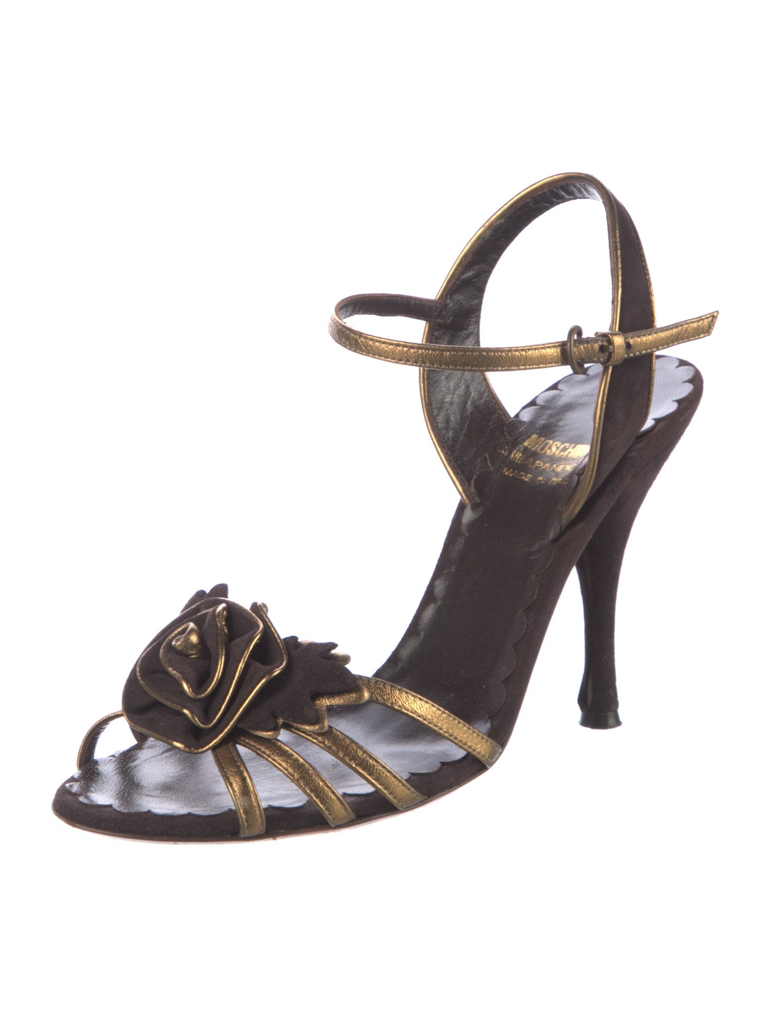 Moschino Cheap and Chic Suede Leather Trim Embellishment Sandals
