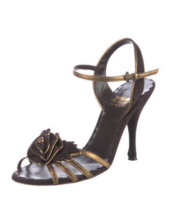 Moschino Cheap and Chic Suede Leather Trim Embellishment Sandals