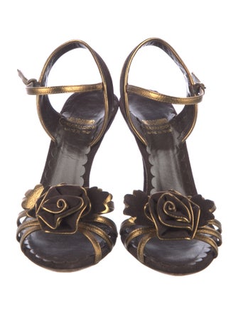 Moschino Cheap and Chic Suede Leather Trim Embellishment Sandals