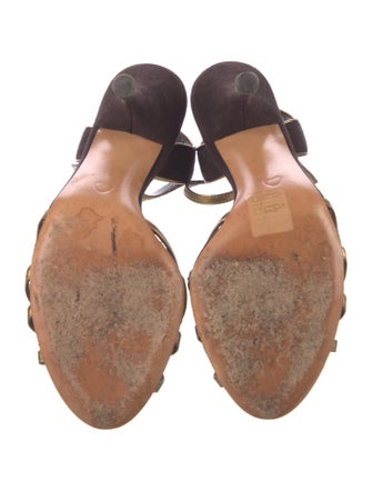 Moschino Cheap and Chic Suede Leather Trim Embellishment Sandals