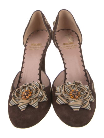 Moschino Cheap and Chic Suede Striped D'Orsay Pumps