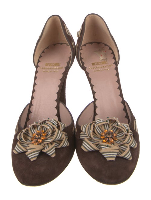 Moschino Cheap and Chic Suede Striped D'Orsay Pumps