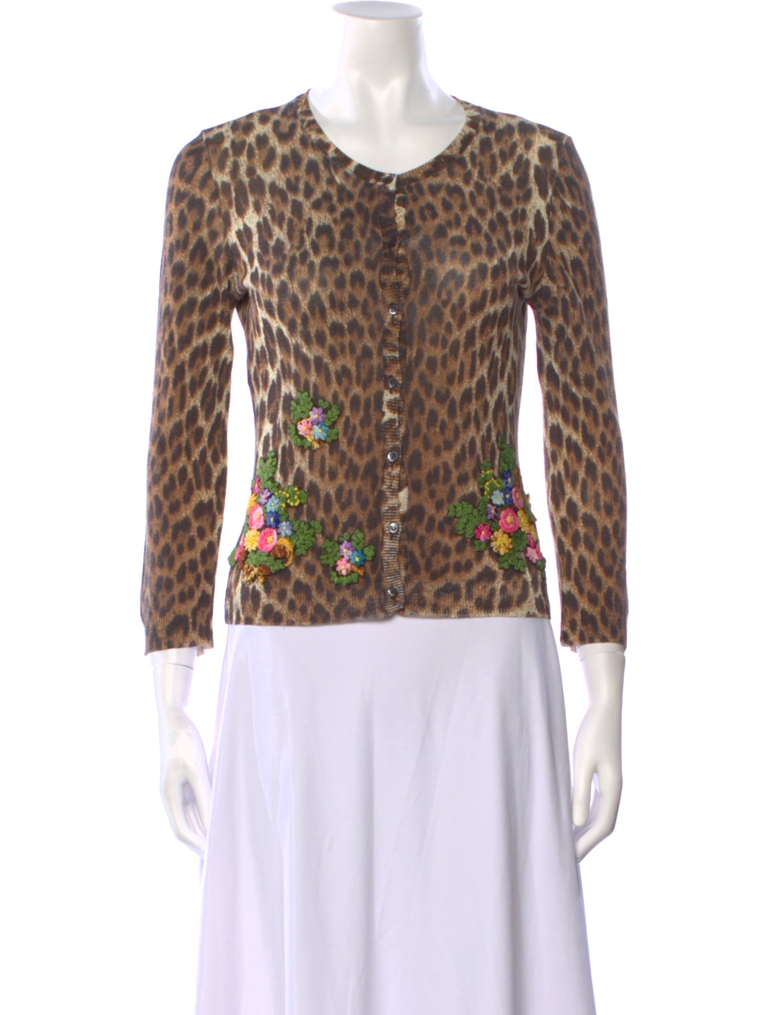 Moschino Cheap and Chic Animal Print Scoop Neck Sweater