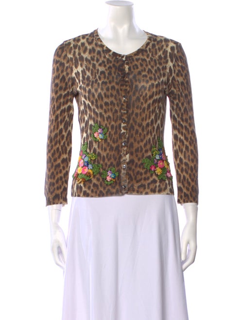 Moschino Cheap and Chic Animal Print Scoop Neck Sweater