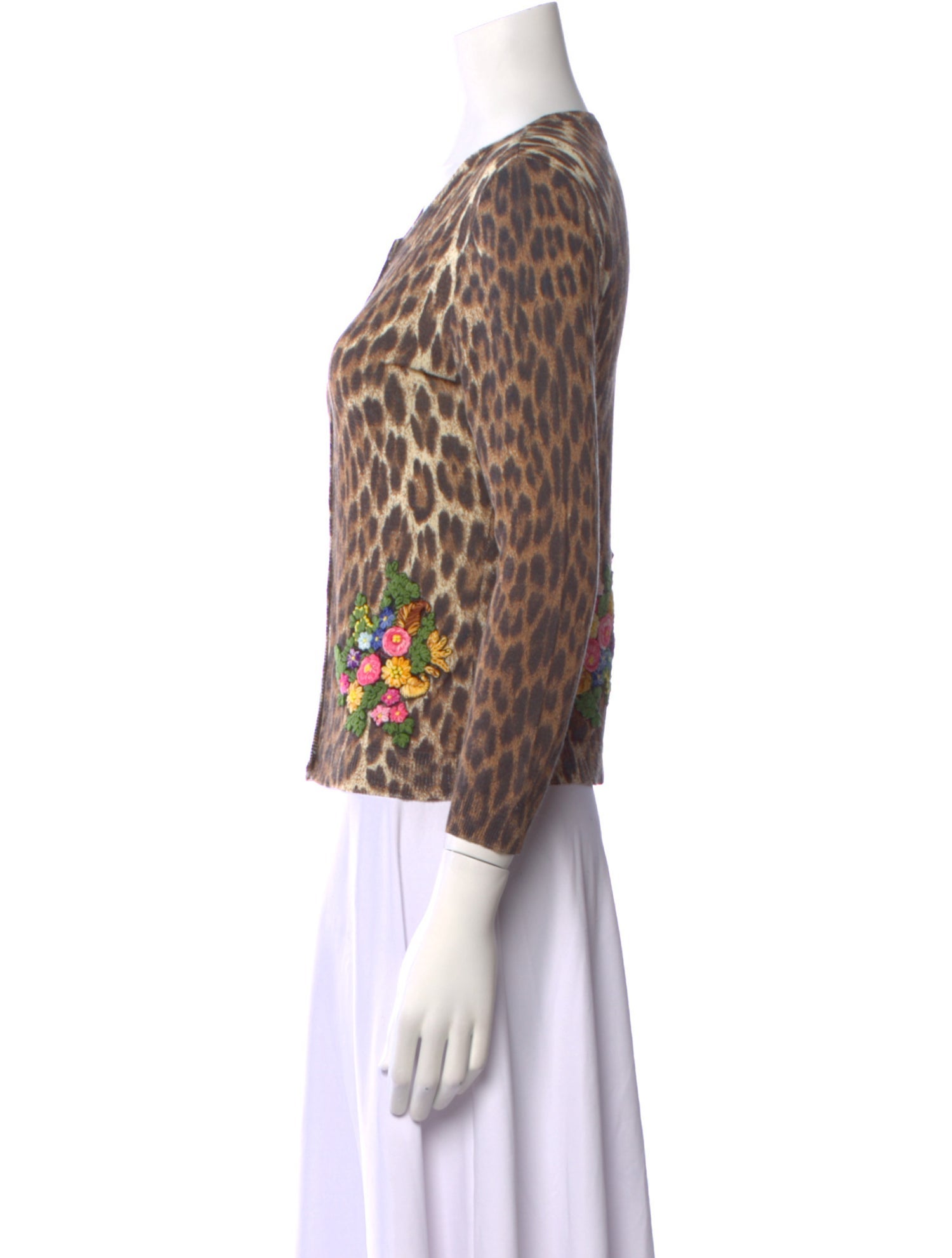 Moschino Cheap and Chic Animal Print Scoop Neck Sweater