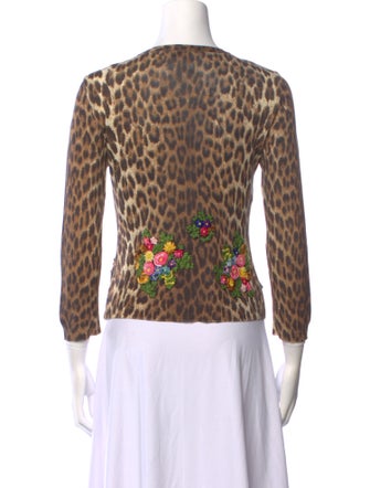 Moschino Cheap and Chic Animal Print Scoop Neck Sweater