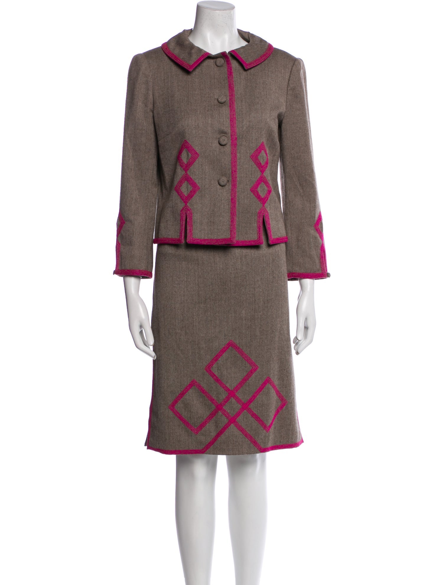 Moschino Cheap and Chic Virgin Wool Printed Skirt Suit