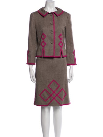 Moschino Cheap and Chic Virgin Wool Printed Skirt Suit