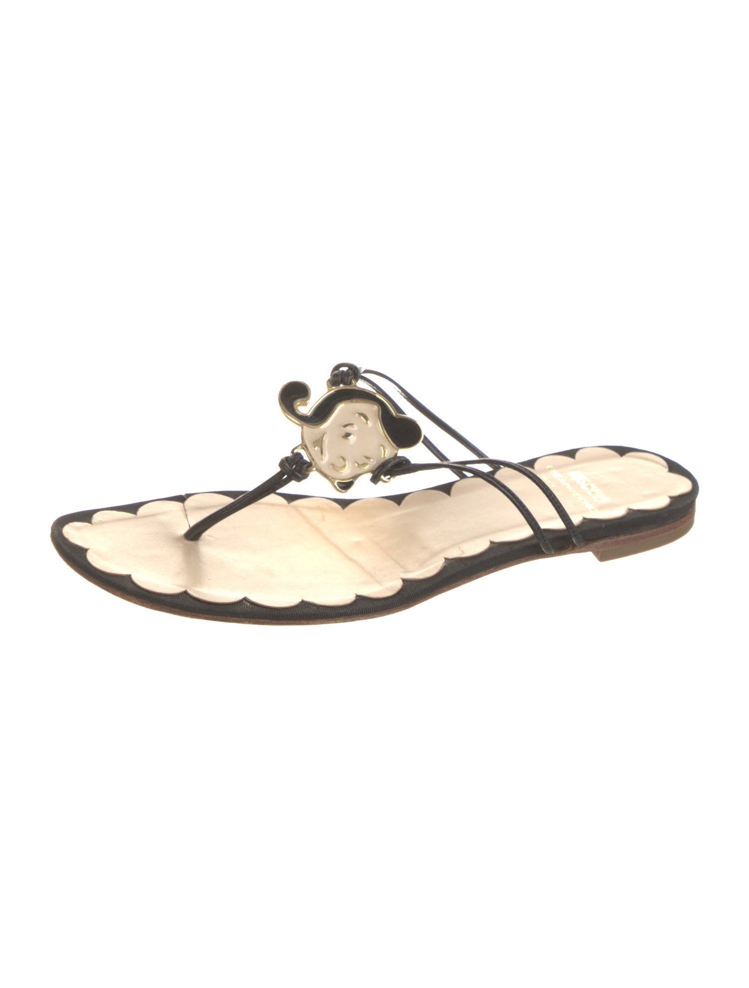 Moschino Cheap and Chic Leather Floral Print Slides