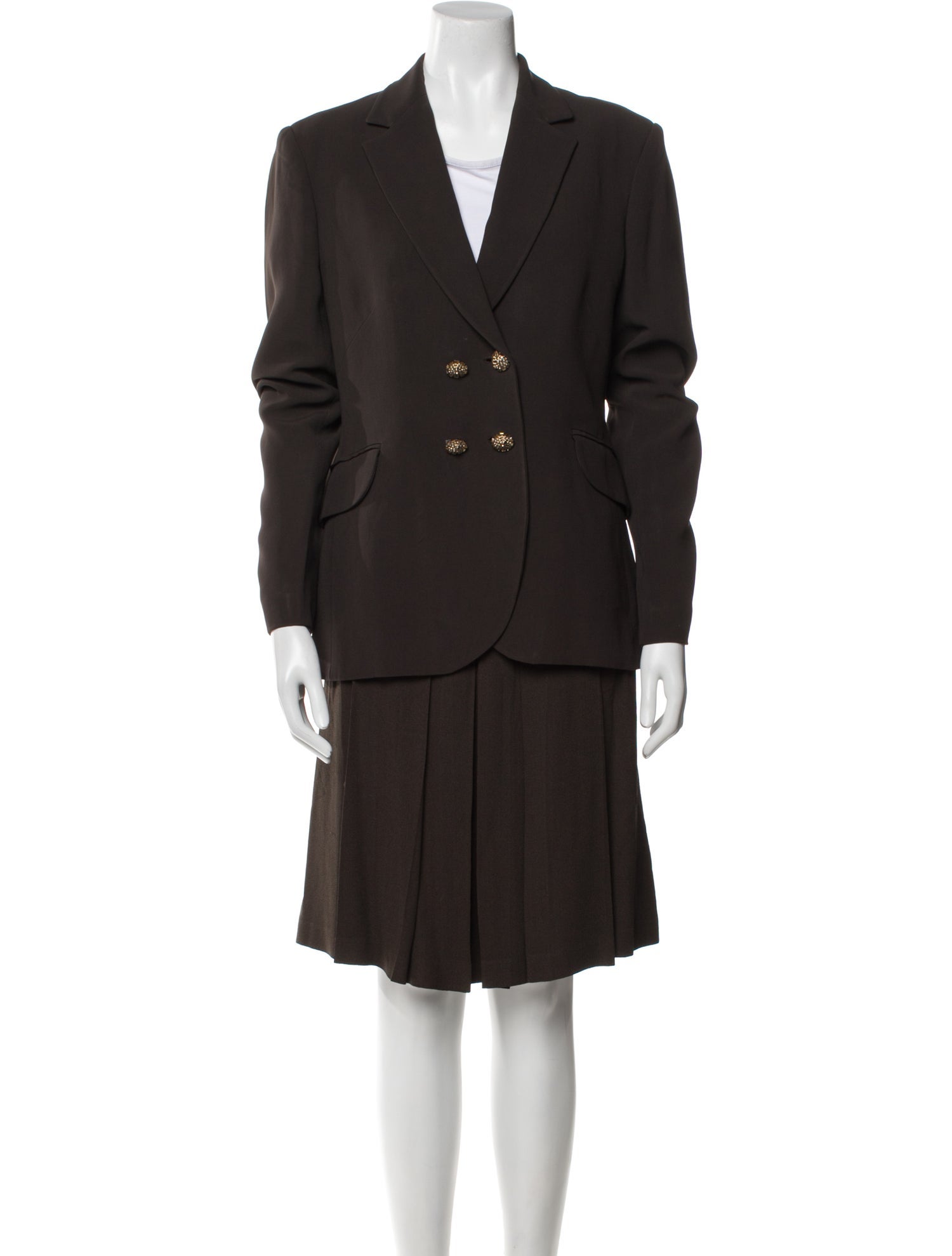 Moschino Cheap and Chic Pleated Accents Skirt Suit