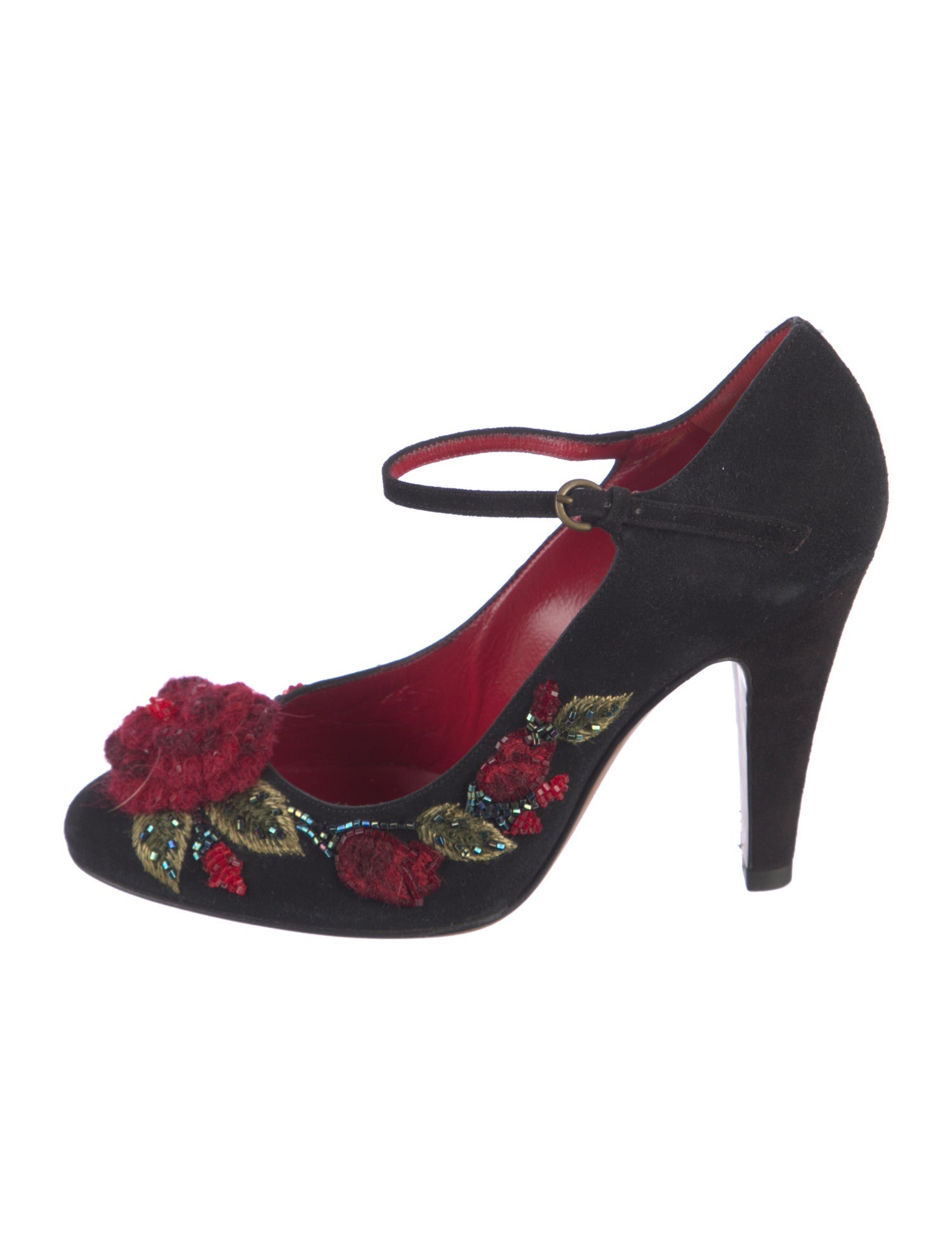Moschino Cheap and Chic Suede Floral Print D'Orsay Pumps